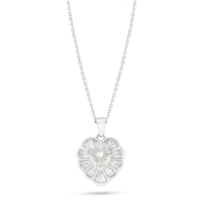 Sterling Silver 925 Necklace Rhodium Plated Embedded With Diamond Zircon And White Zircon
