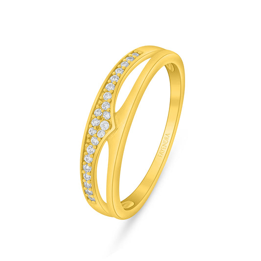 Sterling Silver 925 Ring Golden Plated Embedded With White Zircon