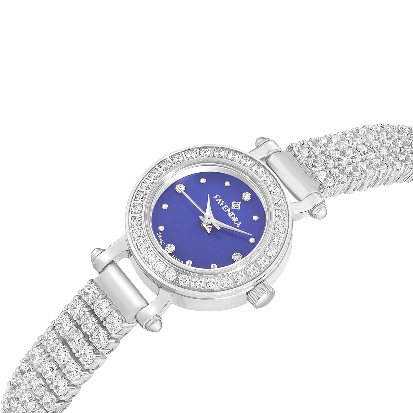 Stainless Steel 316L Watch Silver Color Embedded With White Zircon - BLUE MOP DIAL