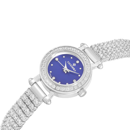 Stainless Steel 316L Watch Silver Color Embedded With White Zircon - BLUE MOP DIAL