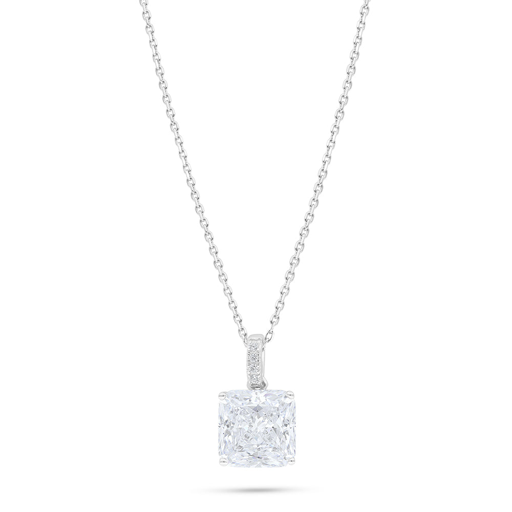 Sterling Silver 925 Necklace Rhodium Plated Embedded With Diamond Zircon And White Zircon