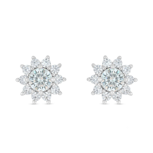 Sterling Silver 925 Earring Rhodium Plated Embedded With Diamond Zircon And White Zircon