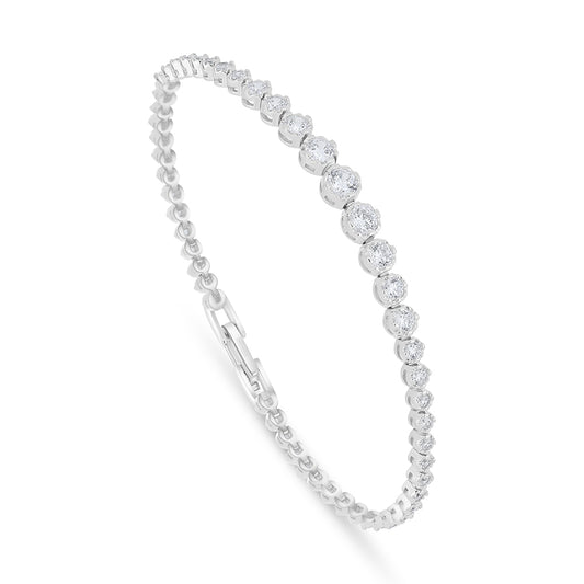 Sterling Silver 925 Bracelet Rhodium Plated Embedded With White Zircon