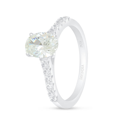 Sterling Silver 925 Ring Rhodium Plated Embedded With Diamond Zircon And White Zircon