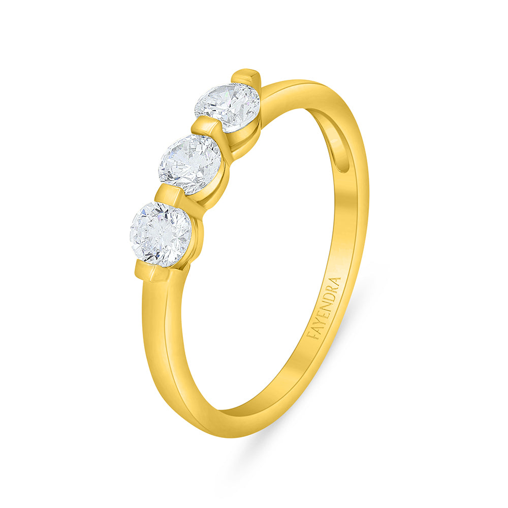 Sterling Silver 925 Ring Golden Plated Embedded With White Zircon