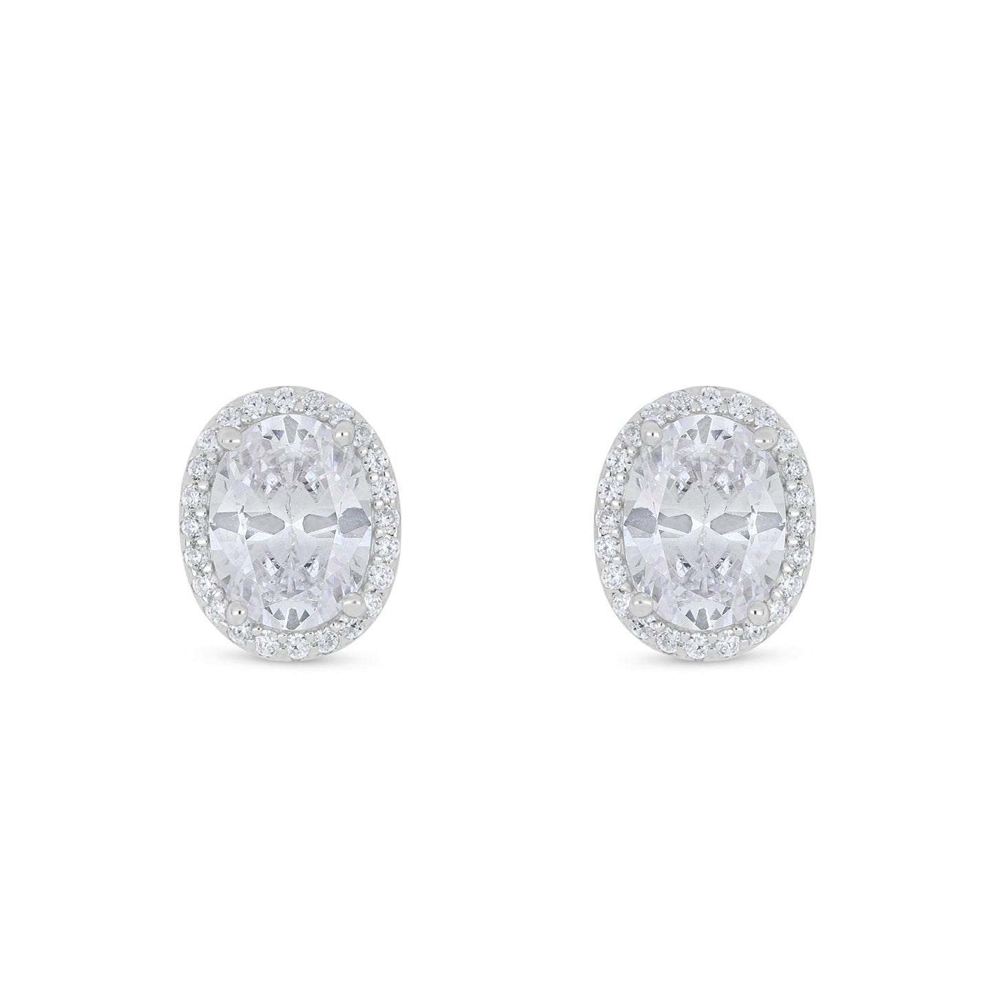 Sterling Silver 925 Earring Rhodium Plated Embedded With White Zircon