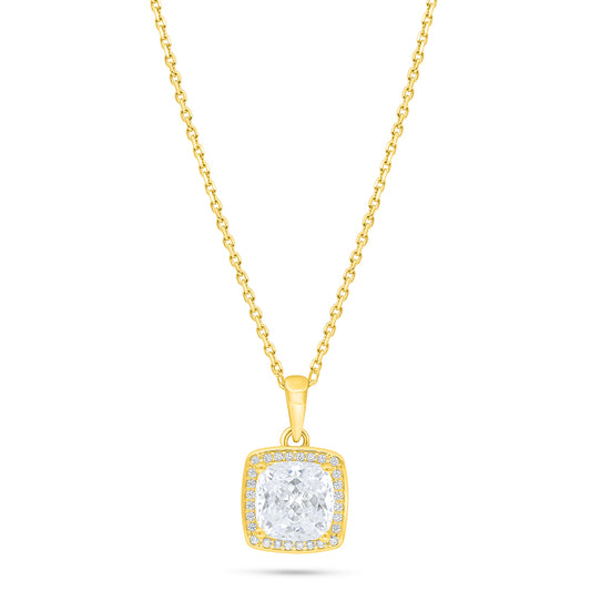 Sterling Silver 925 Necklace Golden Plated Embedded With White Zircon