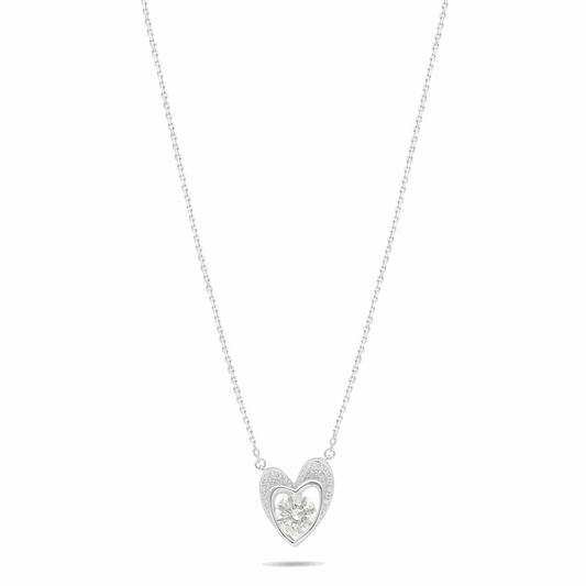 Sterling Silver 925 Necklace Rhodium Plated Embedded With Diamond Zircon And White Zircon