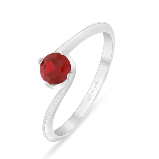 Sterling Silver 925 Ring Rhodium Plated Embedded With Ruby Corundum