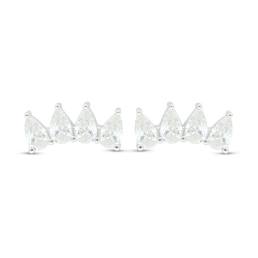 Sterling Silver 925 Earring Rhodium Plated Embedded With Yellow Zircon