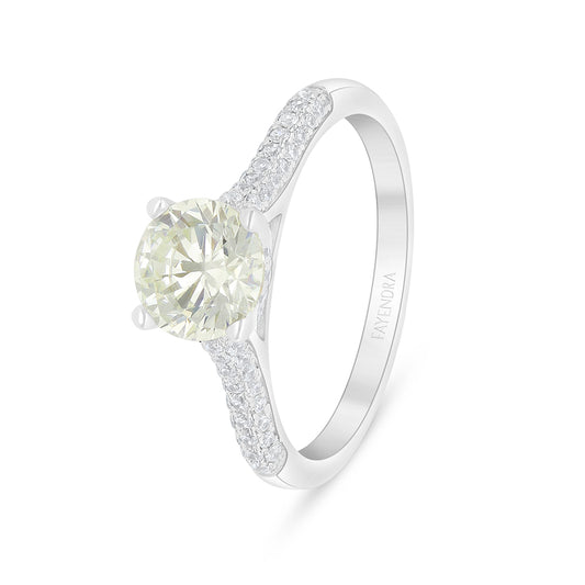 Sterling Silver 925 Ring Rhodium Plated Embedded With Diamond Zircon And White Zircon