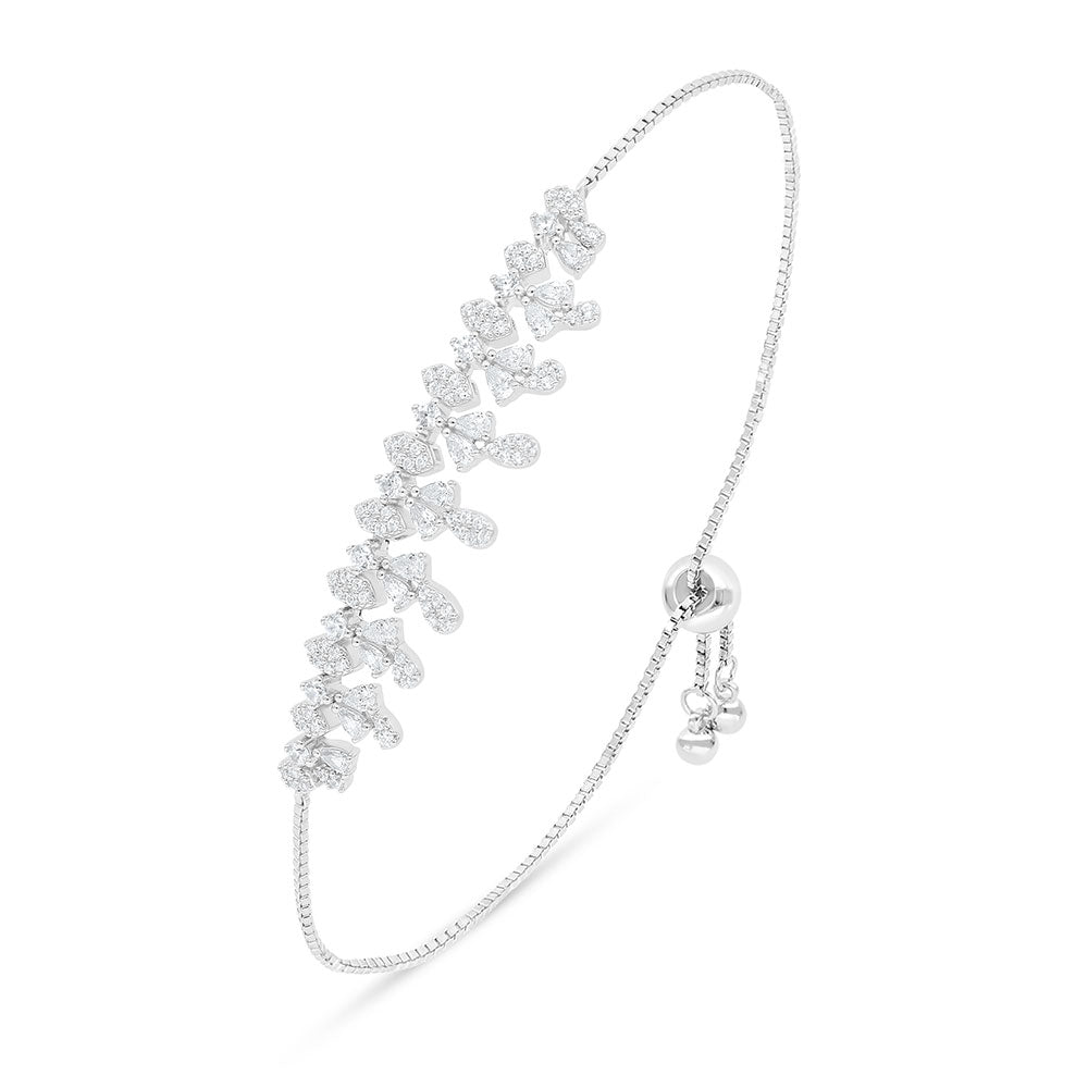 Sterling Silver 925 SET Rhodium Plated Embedded With White Zircon