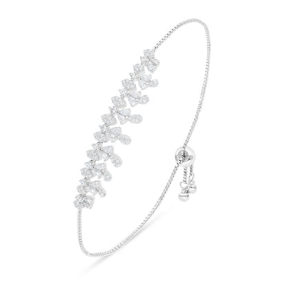 Sterling Silver 925 SET Rhodium Plated Embedded With White Zircon