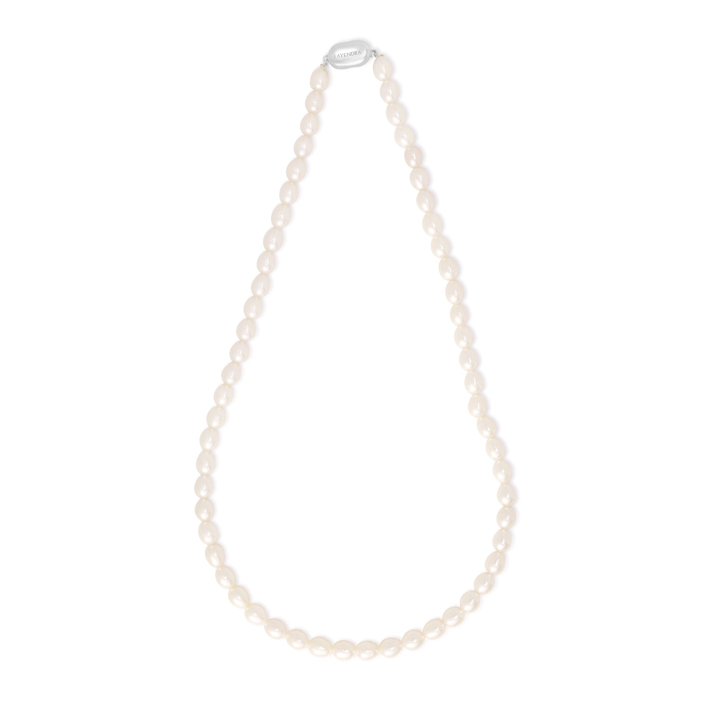 Necklace Of Natural White Pearl Olive Beads 6*7 mm Round Beads With Stainless Steel 316L