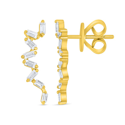 Sterling Silver 925 Earring Golden Plated Embedded With White Zircon