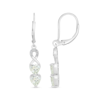 Sterling Silver 925 Earring Rhodium Plated Embedded With Diamond Zircon And White Zircon