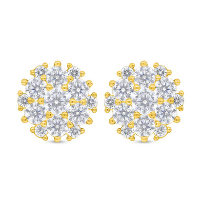 Sterling Silver 925 Earring Golden Plated Embedded With White Zircon