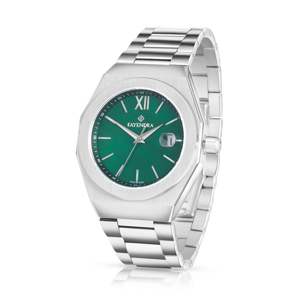 Stainless Steel 316L Watch Silver Color For Men - GREEN MOP DIAL