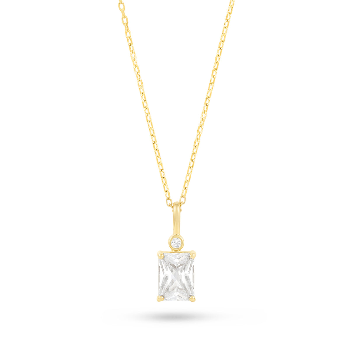 Sterling Silver 925 Necklace Golden Plated Embedded With White Zircon