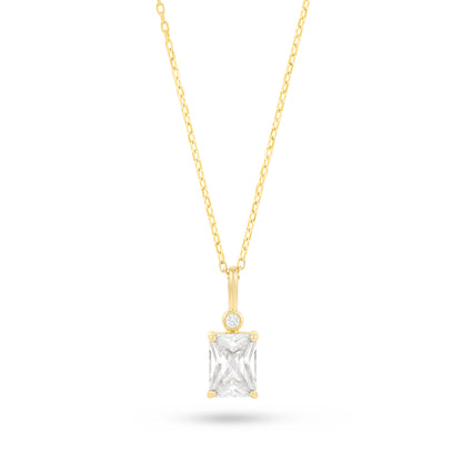 Sterling Silver 925 Necklace Golden Plated Embedded With White Zircon