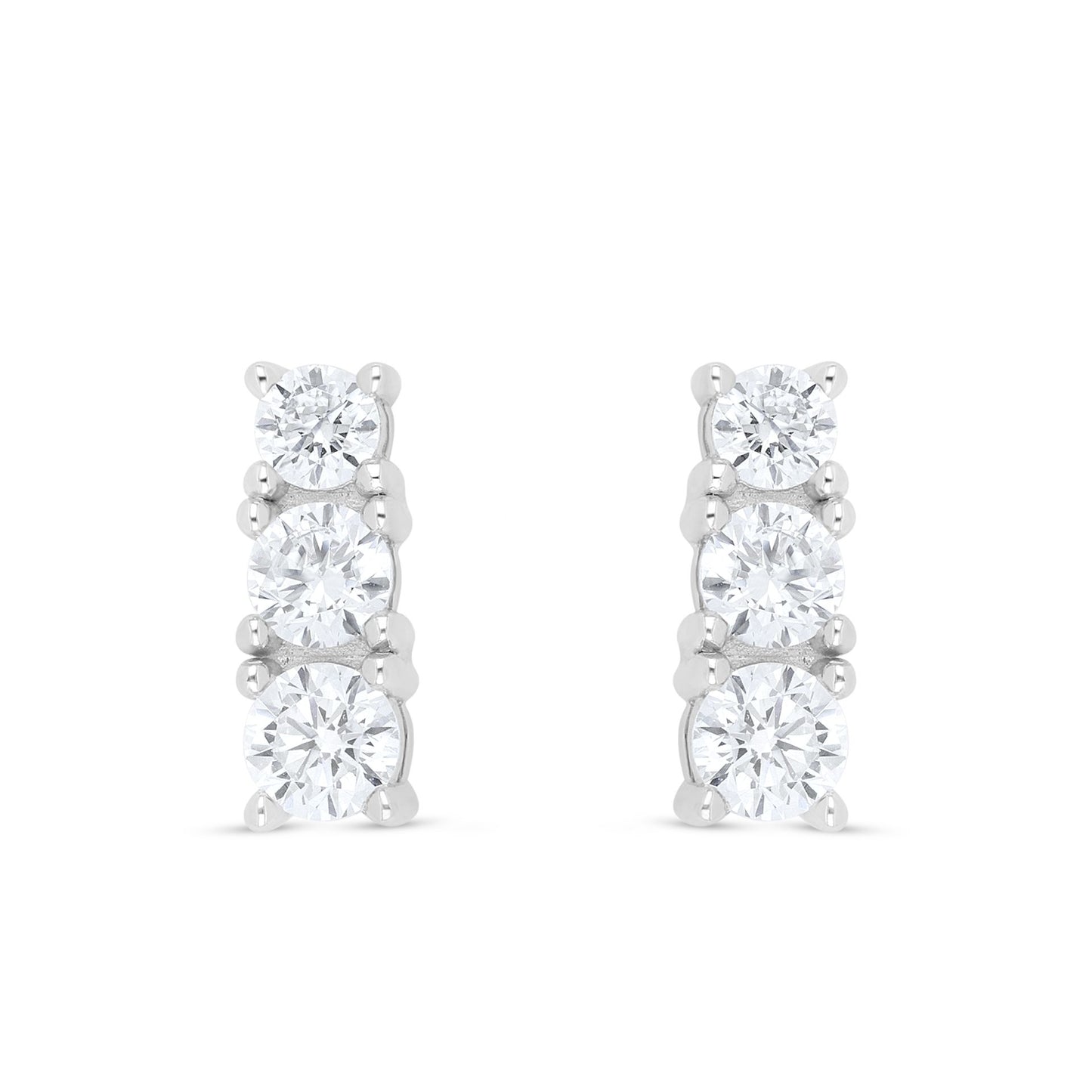 اقراط من الفضة الخالصة عيار 925 مطلية روديوم مرصعة فص ابيض