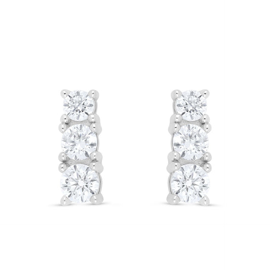 اقراط من الفضة الخالصة عيار 925 مطلية روديوم مرصعة فص ابيض