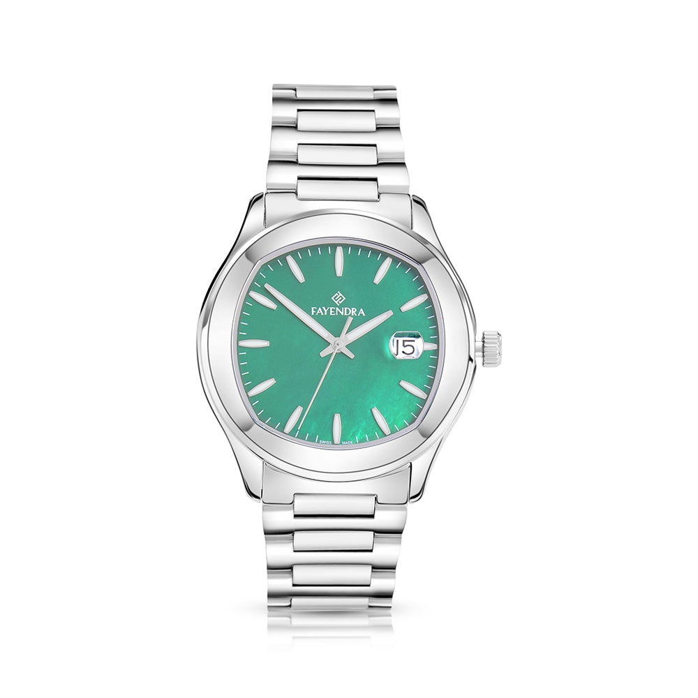 Stainless Steel 316L Watch Silver Color For Men - GREEN MOP DIAL
