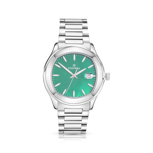 Stainless Steel 316L Watch Silver Color For Men - GREEN MOP DIAL