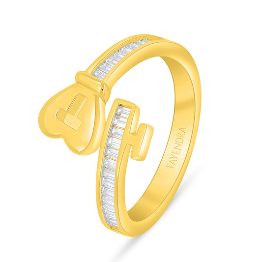 Sterling Silver 925 Ring Golden Plated Embedded With White Zircon