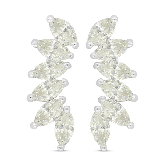 Sterling Silver 925 Earring Rhodium Plated Embedded With Diamond Zircon