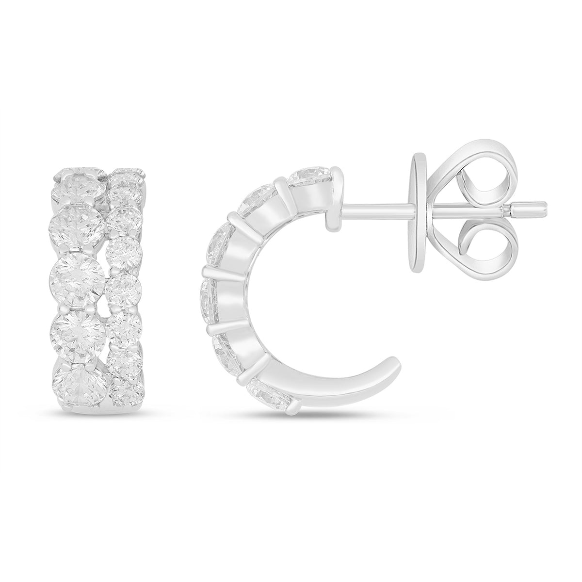 Sterling Silver 925 Earring Rhodium Plated Embedded With Diamond Zircon And White Zircon