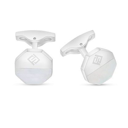 كبك ستانلس ستيل لون فضي عيار L316 مرصع احجار صدف ابيض Shiny Steel 