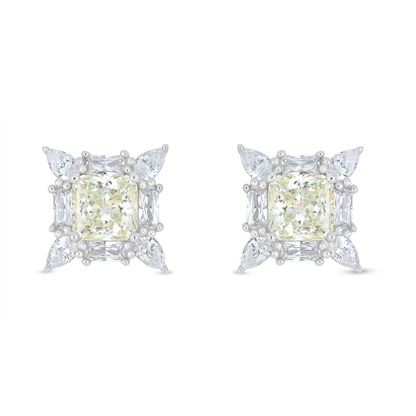 Sterling Silver 925 Earring Rhodium Plated Embedded With Diamond Zircon And White Zircon
