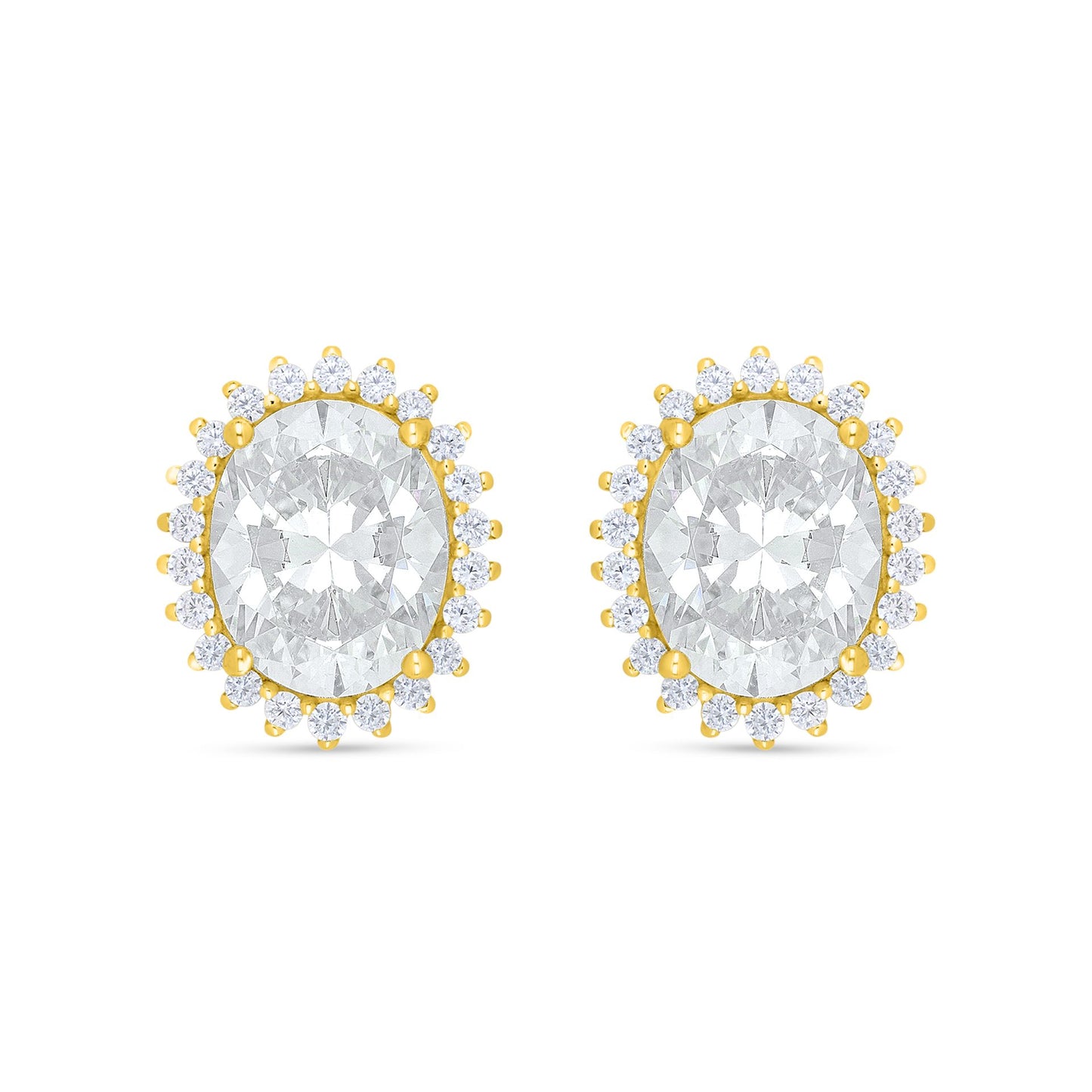 Sterling Silver 925 Earring Golden Plated Embedded With Diamond Zircon And White Zircon