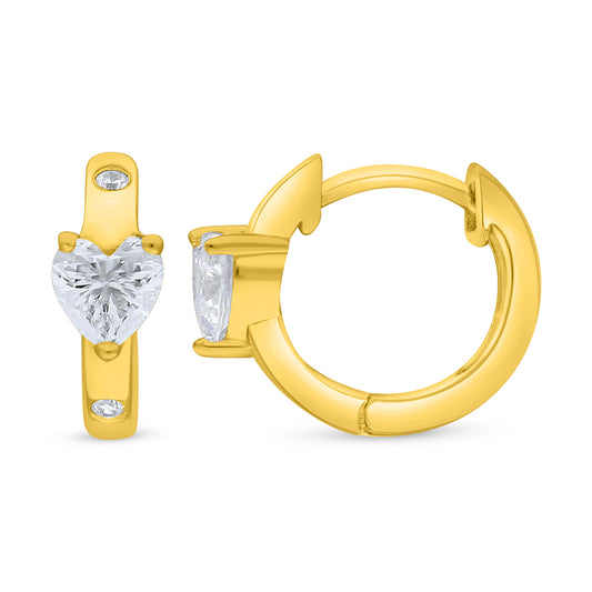 Sterling Silver 925 Earring Golden Plated Embedded With White Zircon