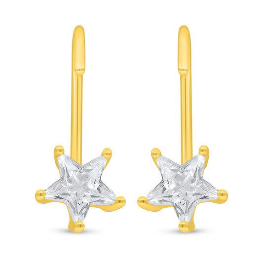 Sterling Silver 925 Earring Golden Plated Embedded With White Zircon