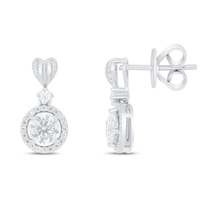Sterling Silver 925 Earring Rhodium Plated Embedded With Diamond Zircon And White Zircon