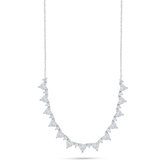Sterling Silver 925 Necklace Rhodium Plated Embedded With White Zircon
