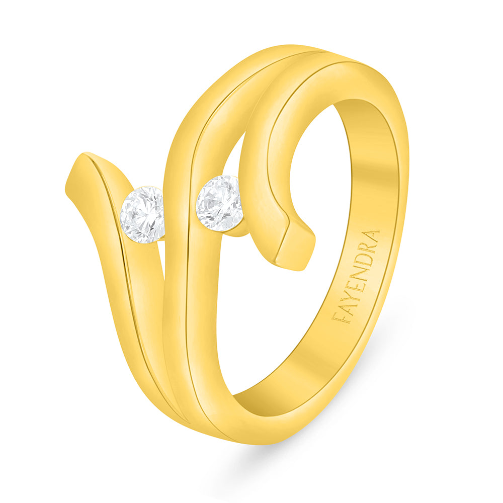 خاتم من الفضة الخالصة عيار 925 مطلي ذهبي مرصع فص ابيض