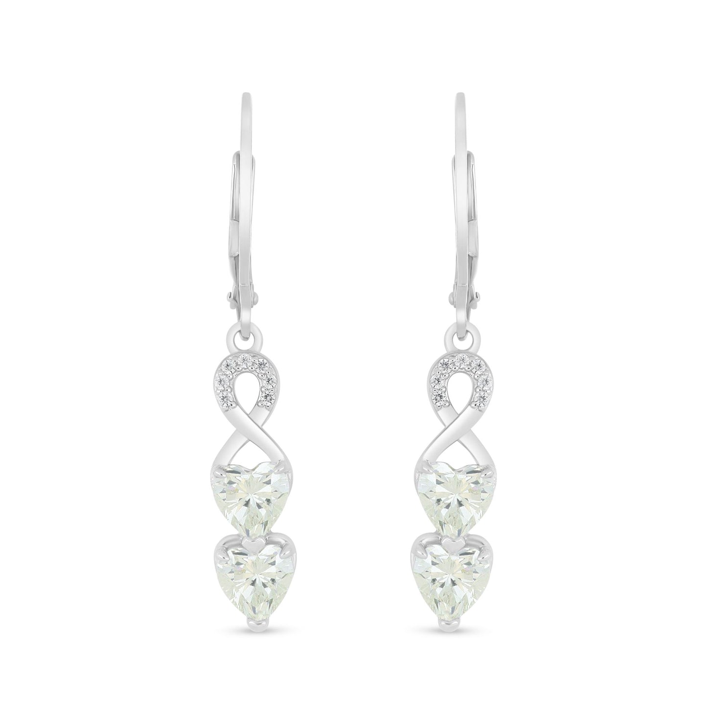 Sterling Silver 925 Earring Rhodium Plated Embedded With Diamond Zircon And White Zircon