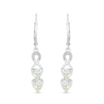 Sterling Silver 925 Earring Rhodium Plated Embedded With Diamond Zircon And White Zircon
