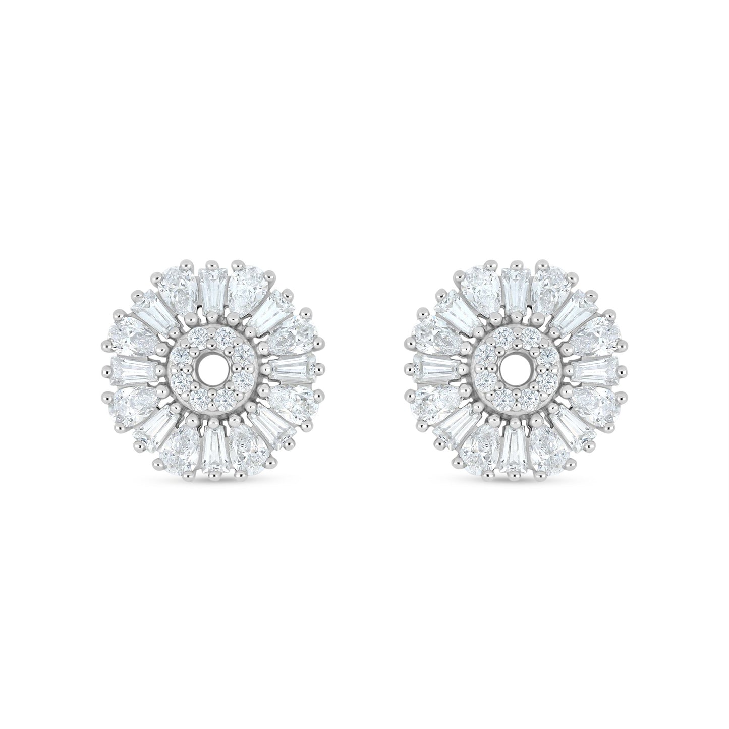 Sterling Silver 925 Earring Rhodium Plated Embedded With White Zircon