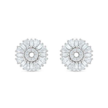 Sterling Silver 925 Earring Rhodium Plated Embedded With White Zircon