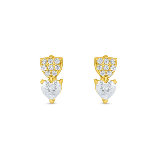 Sterling Silver 925 Earring Golden Plated Embedded With White Zircon