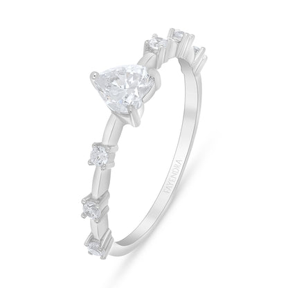 خاتم من الفضة الخالصة عيار 925 مطلي روديوم مرصع فص ابيض