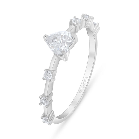 خاتم من الفضة الخالصة عيار 925 مطلي روديوم مرصع فص ابيض