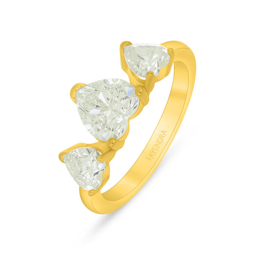 خاتم من الفضة الخالصة عيار 925 مطلي ذهبي مرصع بالزركون الكناري الالماسي و فص ابيض