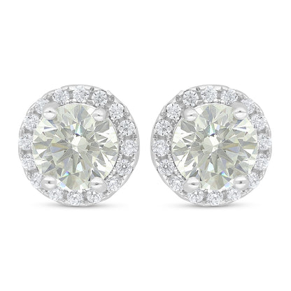 Sterling Silver 925 Earring Rhodium Plated Embedded With White Zircon