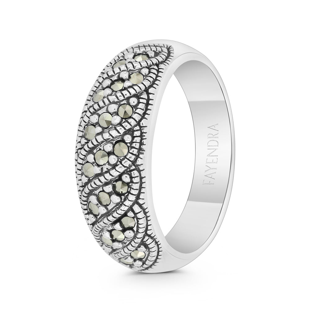 Sterling Silver 925 Ring Embedded With Marcasite Stones