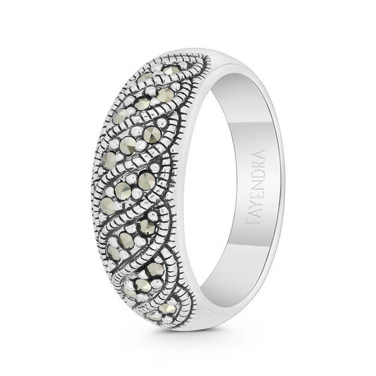 Sterling Silver 925 Ring Embedded With Marcasite Stones
